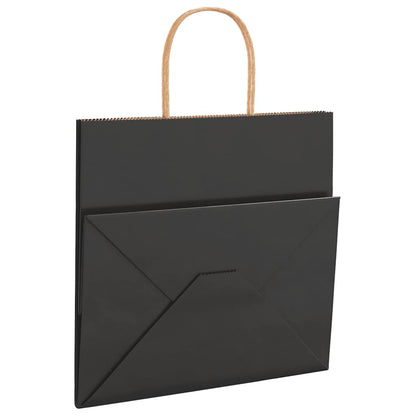 Papiertragetaschen 50 Stk. mit Henkeln Schwarz 26x17x25 cm
