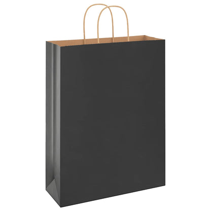 Papiertragetaschen 50 Stk. mit Henkeln Schwarz 32x12x42 cm
