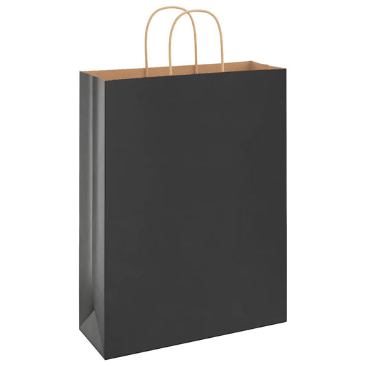 Papiertragetaschen 50 Stk. mit Henkeln Schwarz 32x12x42 cm