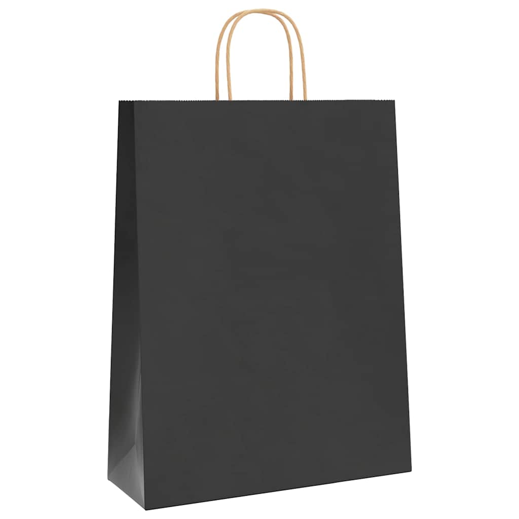 Papiertragetaschen 50 Stk. mit Henkeln Schwarz 32x12x42 cm