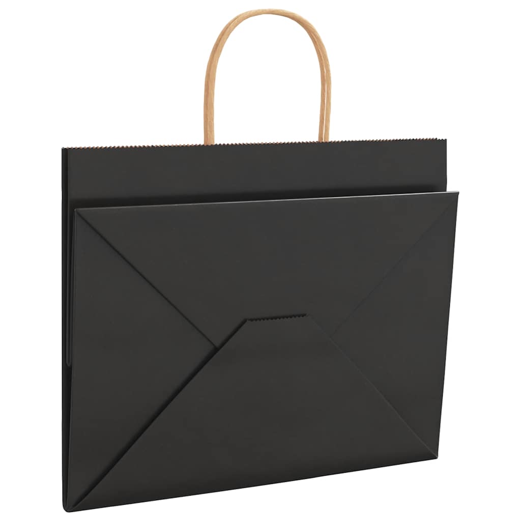 Papiertragetaschen 50 Stk. mit Henkeln Schwarz 32x22x24 cm