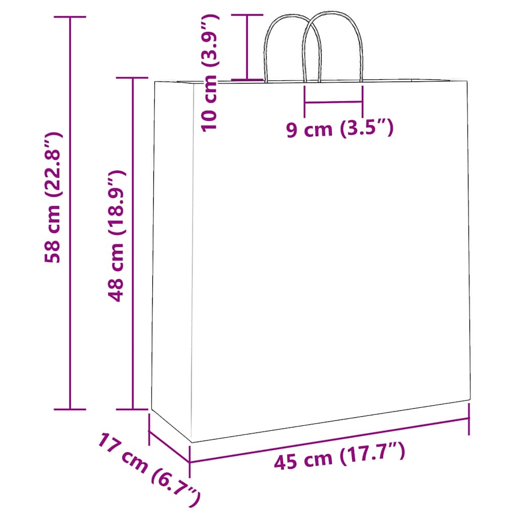 Papiertragetaschen 50 Stk. mit Henkeln Schwarz 45x17x48 cm