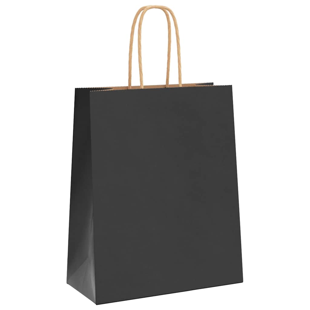 Papiertragetaschen 250 Stk. mit Henkeln Schwarz 18x8x22 cm