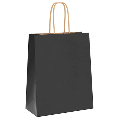 Papiertragetaschen 250 Stk. mit Henkeln Schwarz 18x8x22 cm