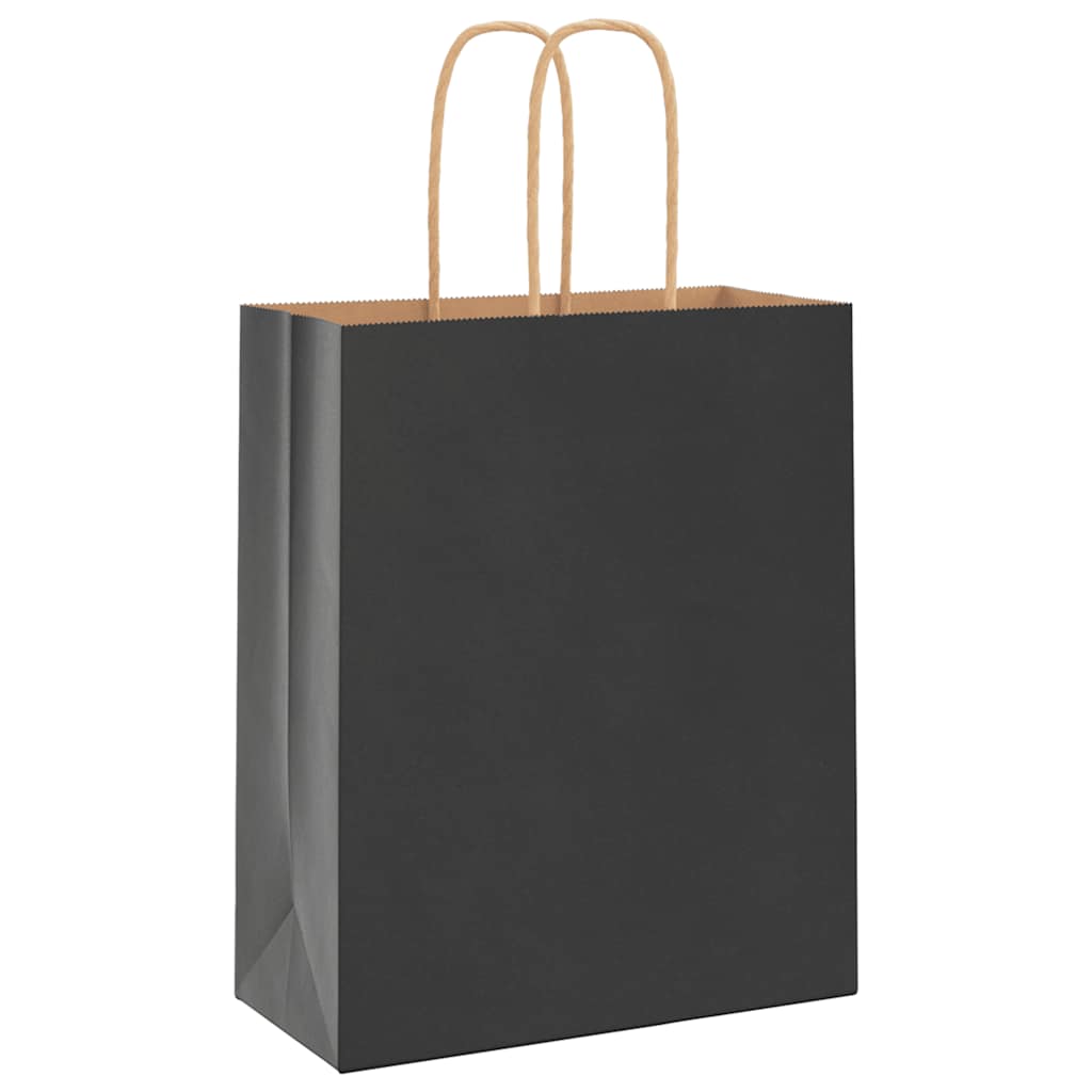 Papiertragetaschen 250 Stk. mit Henkeln Schwarz 18x8x22 cm