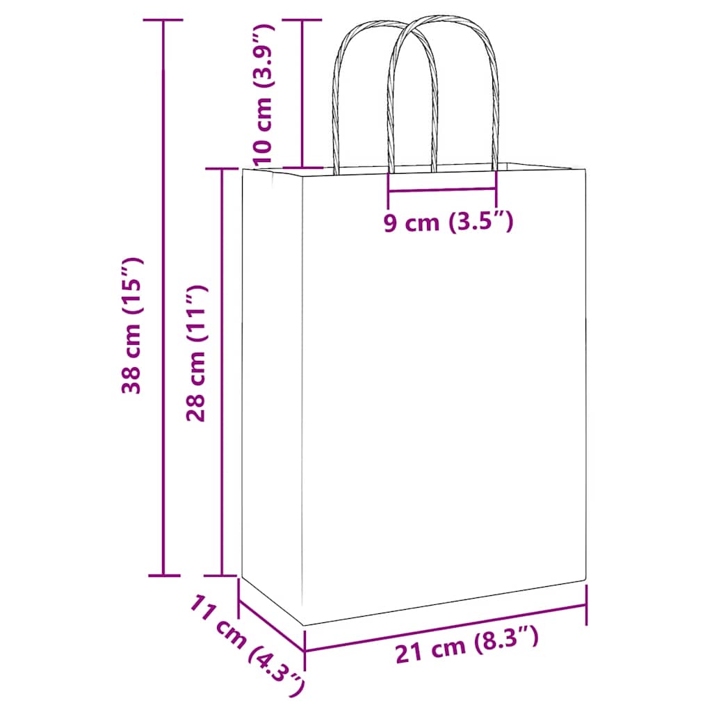 Papiertragetaschen 250 Stk. mit Henkeln Schwarz 21x11x28 cm