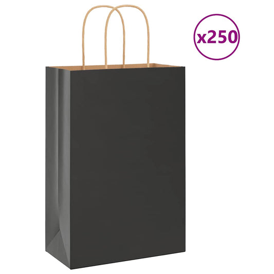 Papiertragetaschen 250 Stk. mit Henkeln Schwarz 21x11x31 cm