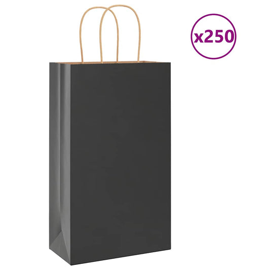 Papiertragetaschen 250 Stk. mit Henkeln Schwarz 21x11x36 cm