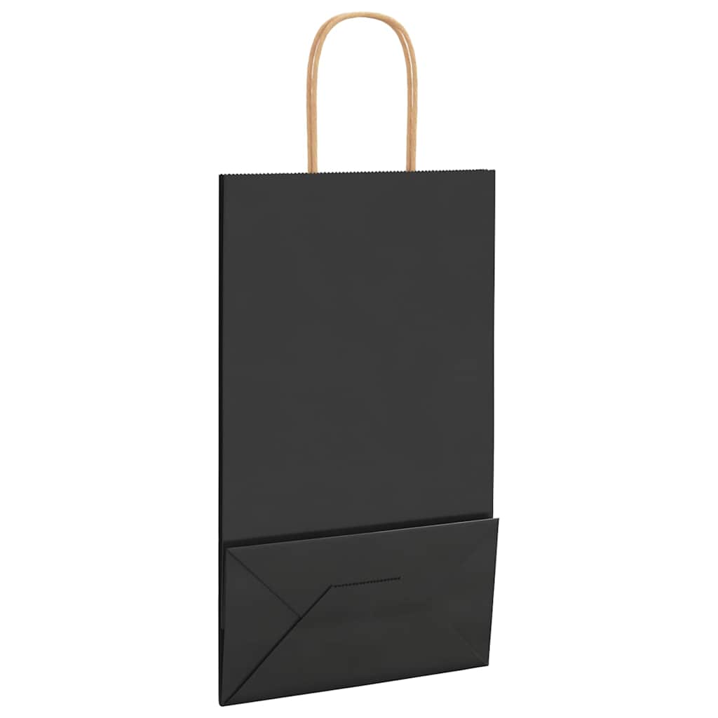 Papiertragetaschen 250 Stk. mit Henkeln Schwarz 21x11x36 cm
