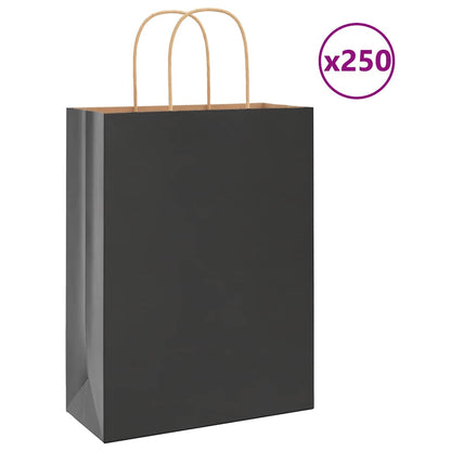 Papiertragetaschen 250 Stk. mit Henkeln Schwarz 26x12x35 cm