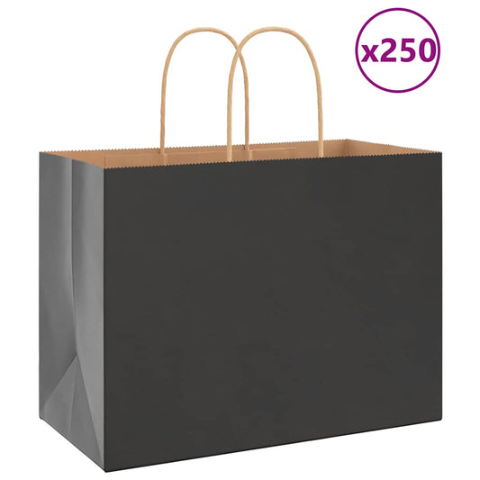 Papiertragetaschen 250 Stk. mit Henkeln Schwarz 32x17x25 cm