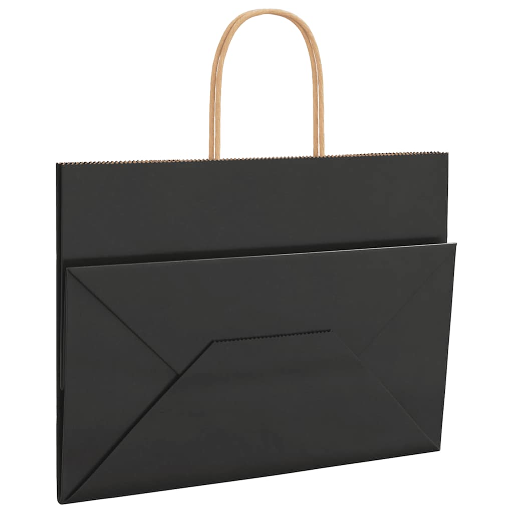 Papiertragetaschen 250 Stk. mit Henkeln Schwarz 32x17x25 cm