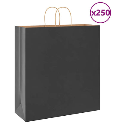 Papiertragetaschen 250 Stk. mit Henkeln Schwarz 45x17x48 cm