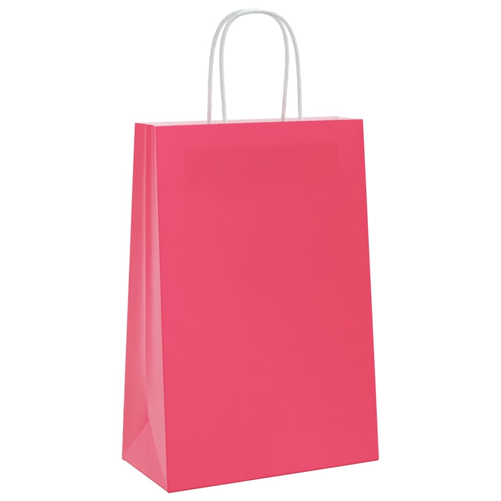 Papiertragetaschen 50 Stk. mit Henkeln Rosa 21x11x31 cm