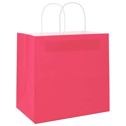 Papiertragetaschen 50 Stk. mit Henkeln Rosa 26x17x25 cm