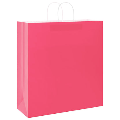 Papiertragetaschen 50 Stk. mit Henkeln Rosa 45x17x48 cm
