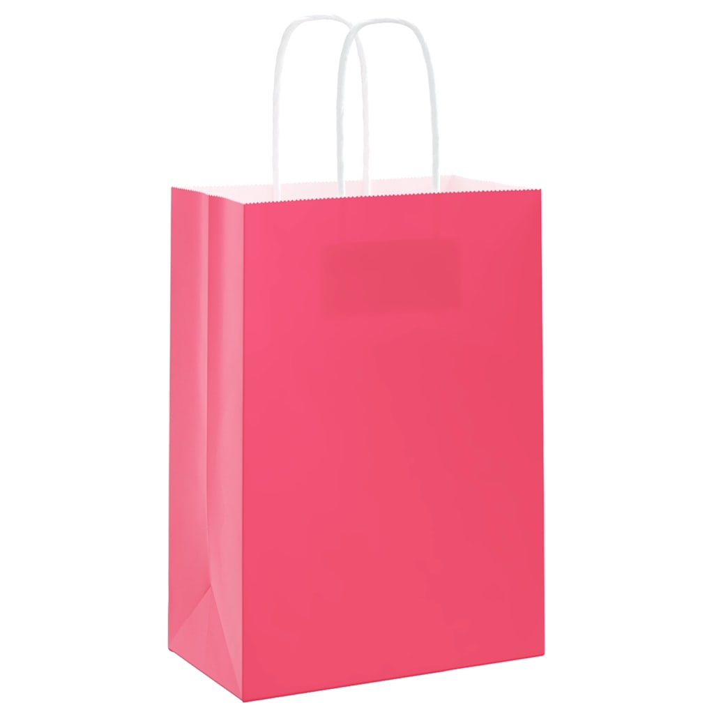 Papiertragetaschen 250 Stk. mit Henkeln Rosa 15x8x21 cm