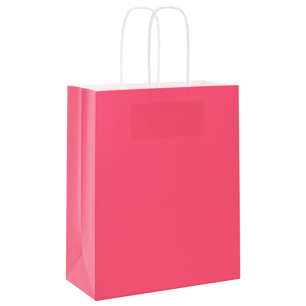 Papiertragetaschen 250 Stk. mit Henkeln Rosa 18x8x22 cm