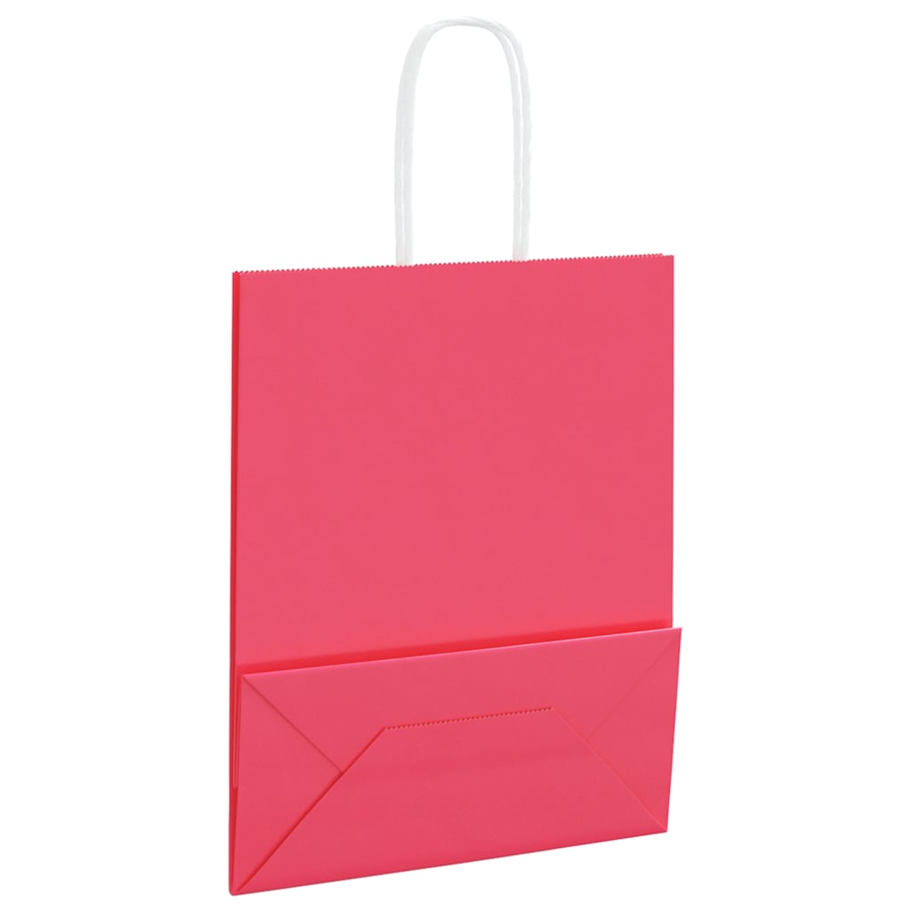 Papiertragetaschen 250 Stk. mit Henkeln Rosa 18x8x22 cm