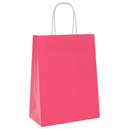 Papiertragetaschen 250 Stk. mit Henkeln Rosa 21x11x28 cm