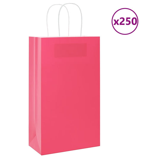 Papiertragetaschen 250 Stk. mit Henkeln Rosa 21x11x36 cm