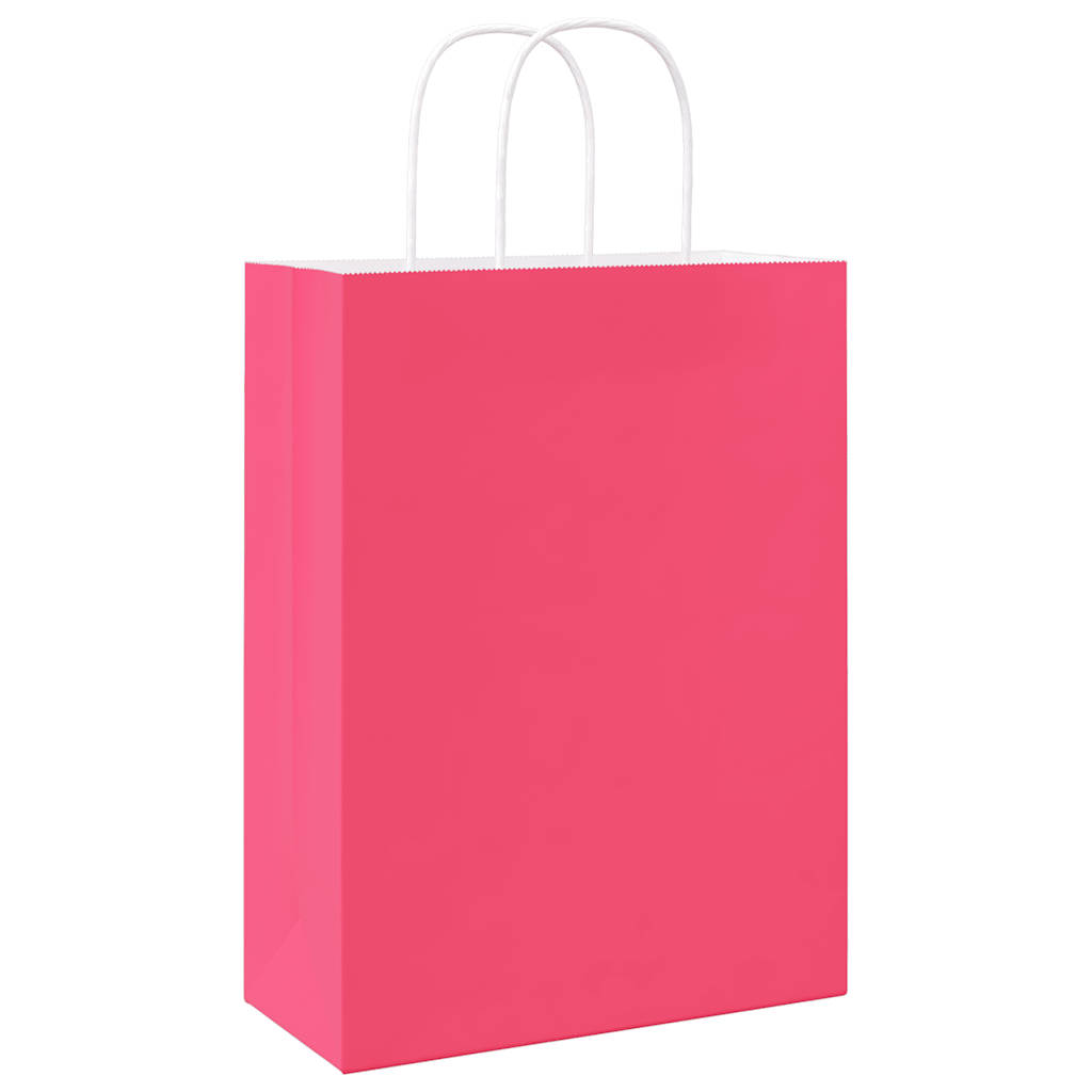 Papiertragetaschen 250 Stk. mit Henkeln Rosa 26x12x35 cm