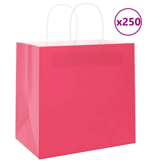 Papiertragetaschen 250 Stk. mit Henkeln Rosa 26x17x25 cm