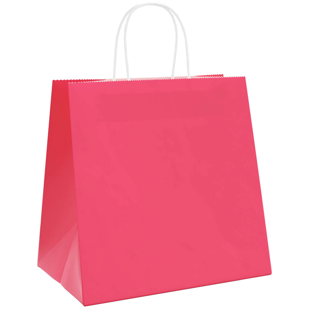 Papiertragetaschen 250 Stk. mit Henkeln Rosa 26x17x25 cm
