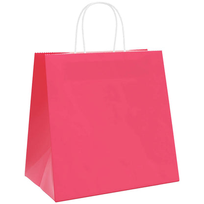 Papiertragetaschen 250 Stk. mit Henkeln Rosa 26x17x25 cm