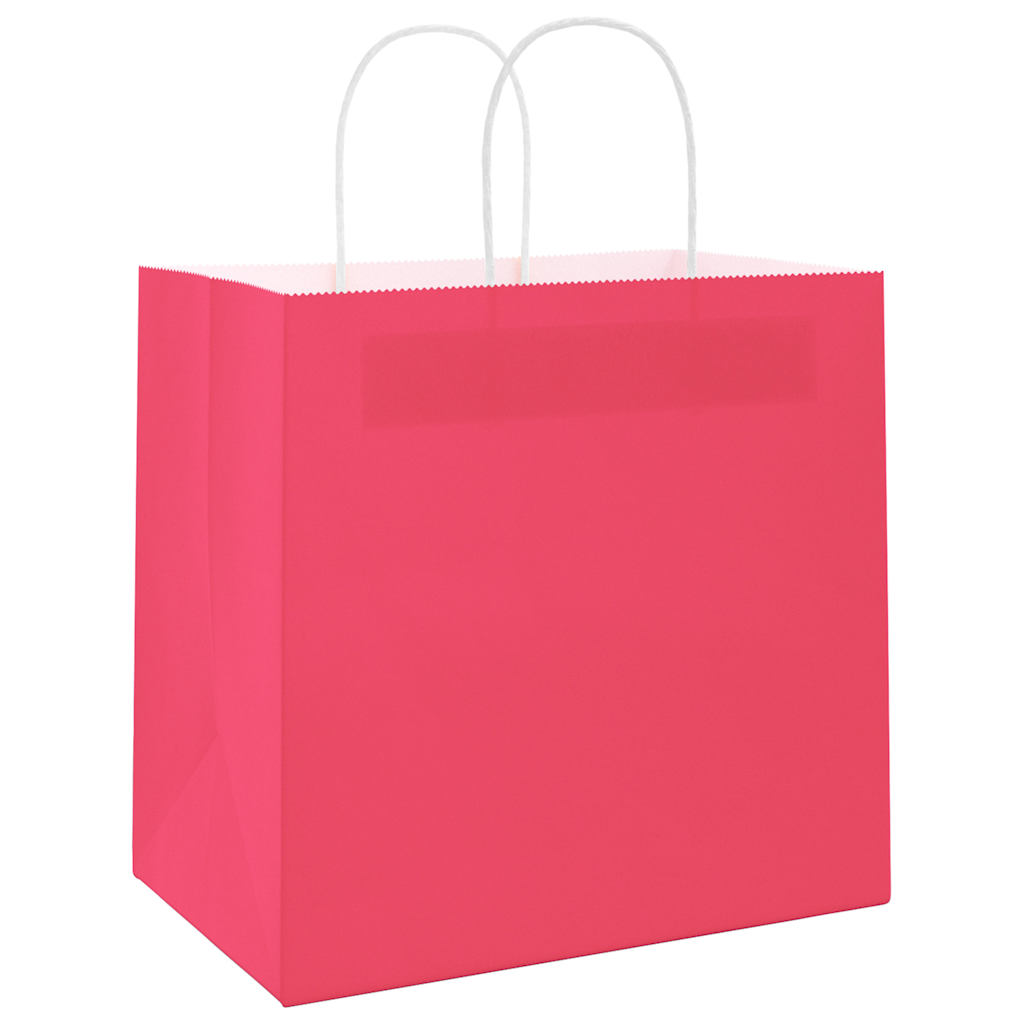 Papiertragetaschen 250 Stk. mit Henkeln Rosa 26x17x25 cm