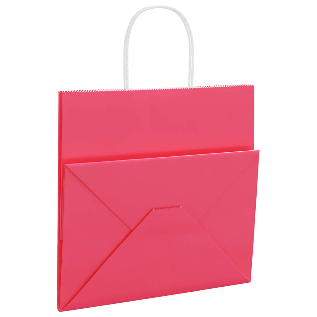 Papiertragetaschen 250 Stk. mit Henkeln Rosa 26x17x25 cm