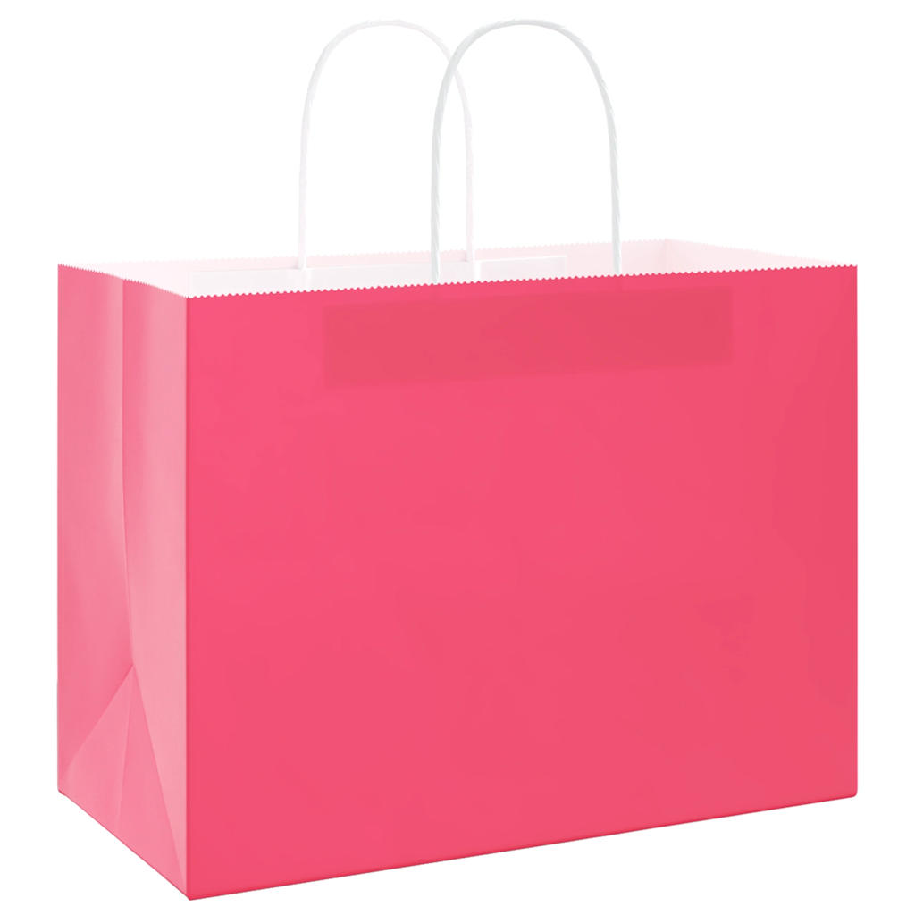 Papiertragetaschen 250 Stk. mit Henkeln Rosa 32x17x25 cm