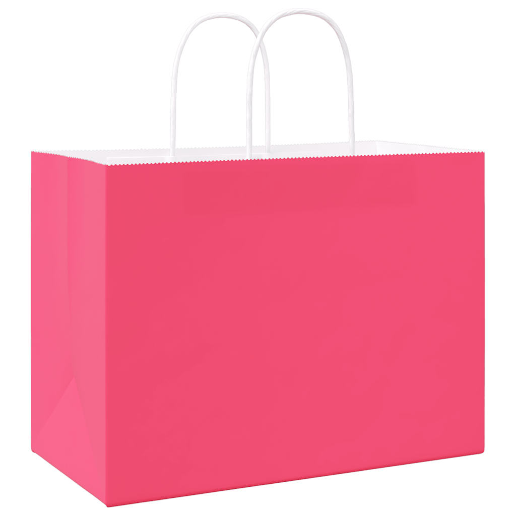 Papiertragetaschen 250 Stk. mit Henkeln Rosa 32x17x25 cm