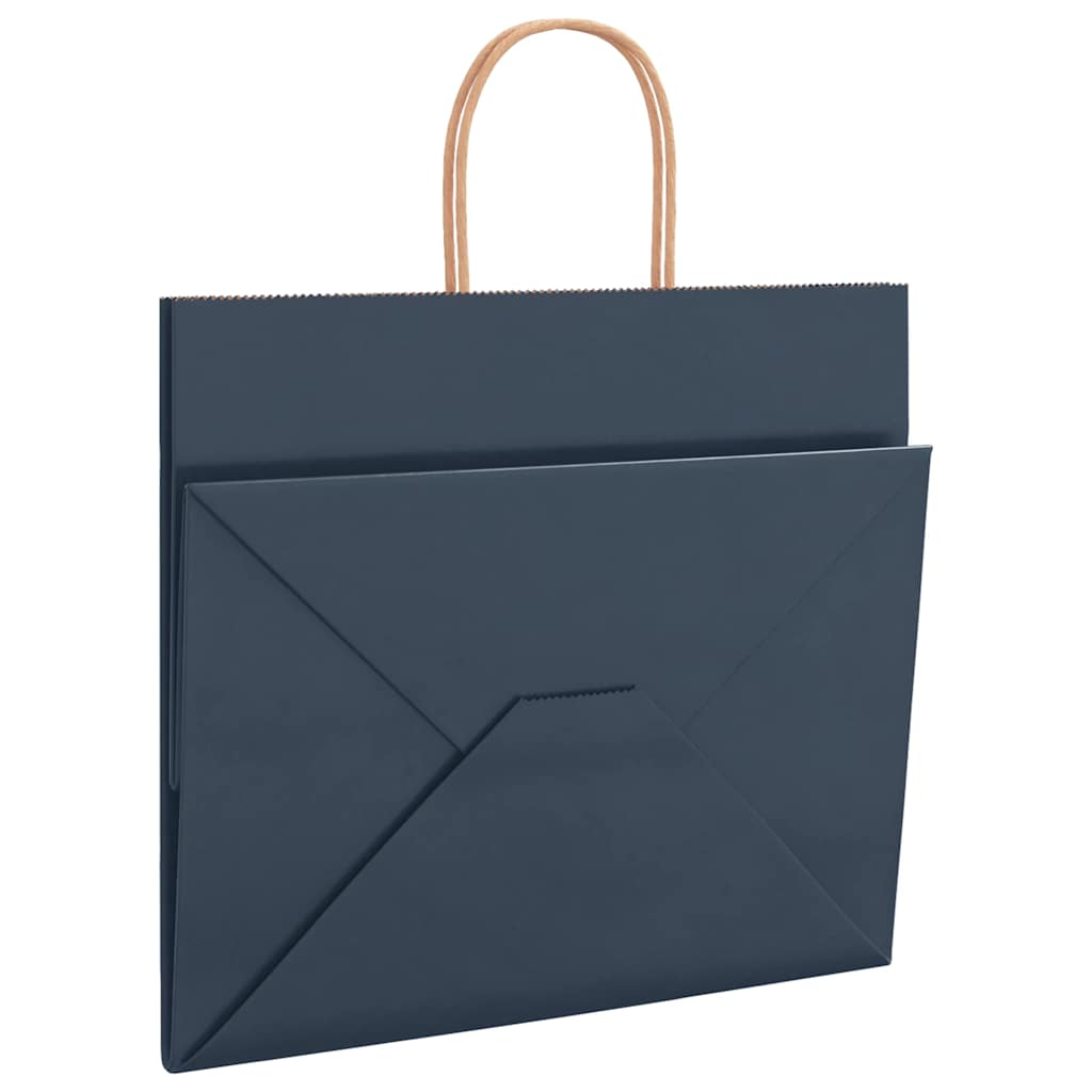 Papiertragetaschen 50 Stk. mit Henkeln Blau 32x22x28 cm