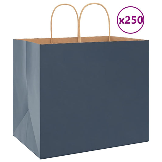 Papiertragetaschen 250 Stk. mit Henkeln Blau 32x22x28 cm