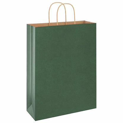 Papiertragetaschen 50 Stk. mit Henkeln Grün 32x12x42 cm