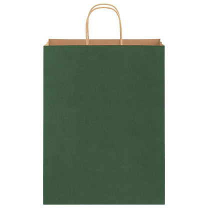 Papiertragetaschen 50 Stk. mit Henkeln Grün 32x12x42 cm