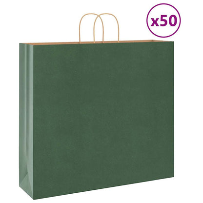 Papiertragetaschen 50 Stk. mit Henkeln Grün 54x15x49 cm