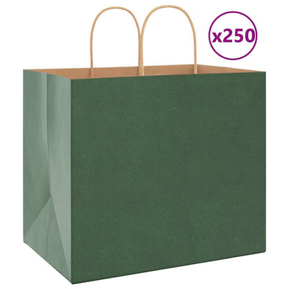 Papiertragetaschen 250 Stk. mit Henkeln Grün 32x22x28 cm