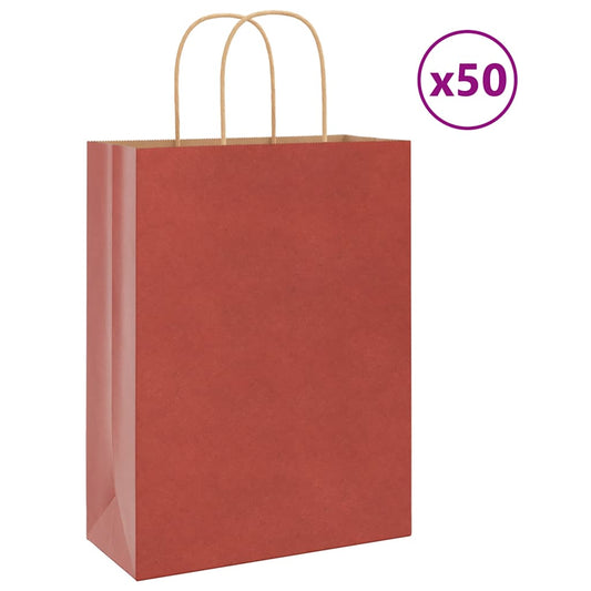 Papiertragetaschen 50 Stk. mit Henkeln Rot 26x12x35 cm