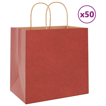 Papiertragetaschen 50 Stk. mit Henkeln Rot 26x17x25 cm