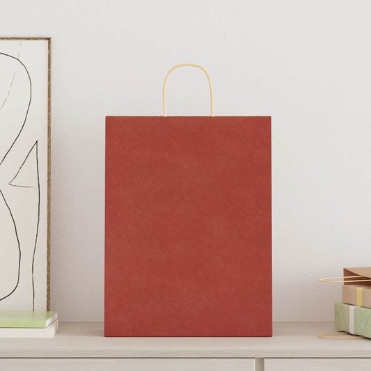 Papiertragetaschen 50 Stk. mit Henkeln Rot 32x12x42 cm