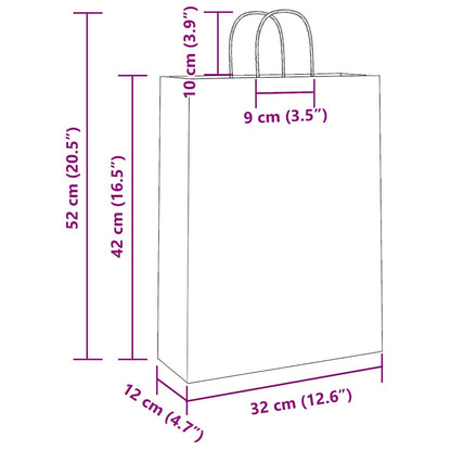 Papiertragetaschen 50 Stk. mit Henkeln Rot 32x12x42 cm