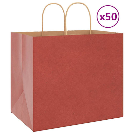 Papiertragetaschen 50 Stk. mit Henkeln Rot 32x22x28 cm