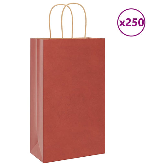 Papiertragetaschen 250 Stk. mit Henkeln Rot 21x11x36 cm