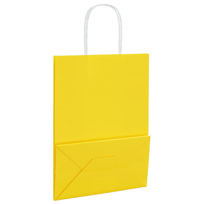 Papiertragetaschen 50 Stk. mit Henkeln Gelb 21x11x28 cm