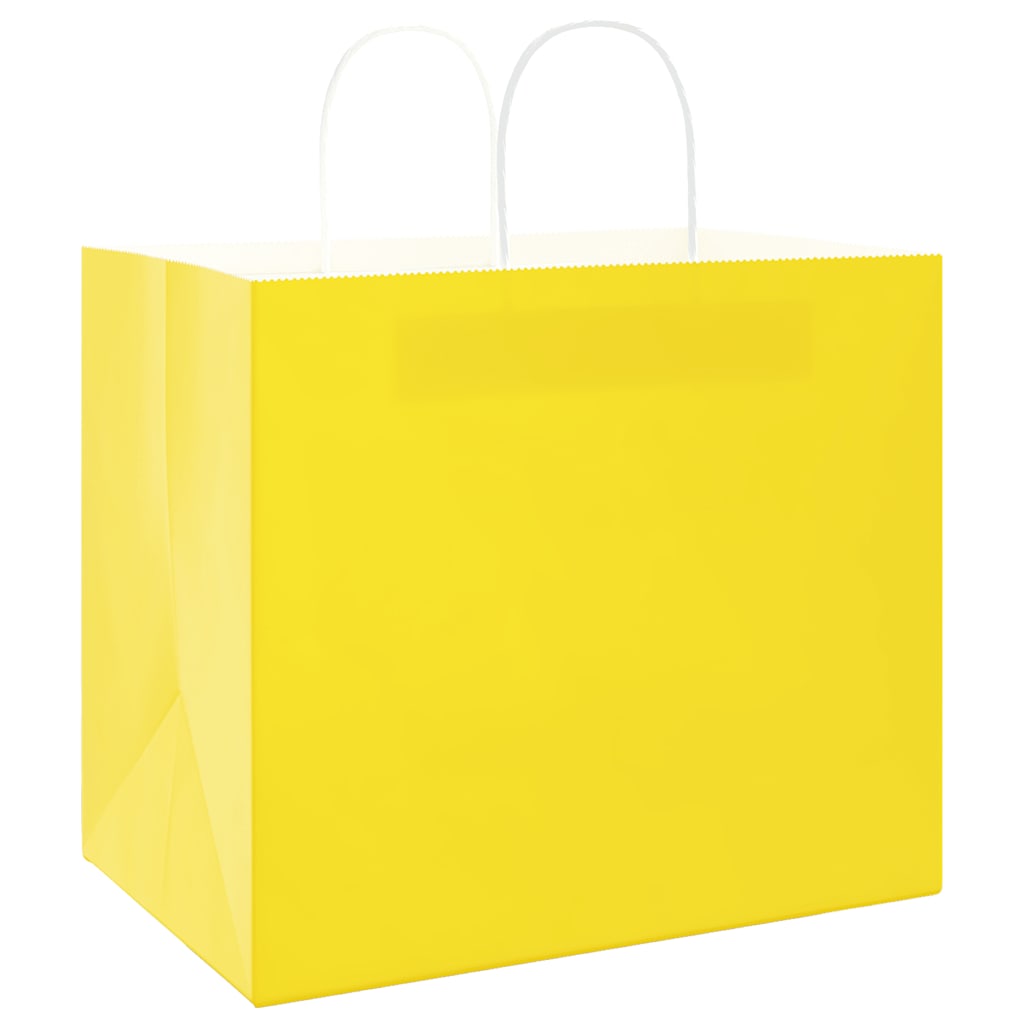 Papiertragetaschen 50 Stk. mit Henkeln Gelb 32x22x28 cm