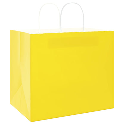 Papiertragetaschen 50 Stk. mit Henkeln Gelb 32x22x28 cm