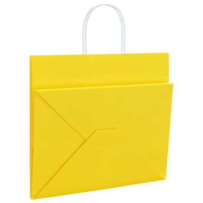 Papiertragetaschen 50 Stk. mit Henkeln Gelb 32x22x28 cm