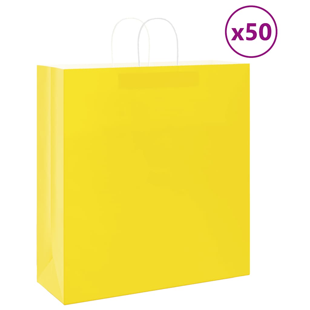 Papiertragetaschen 50 Stk. mit Henkeln Gelb 45x17x48 cm